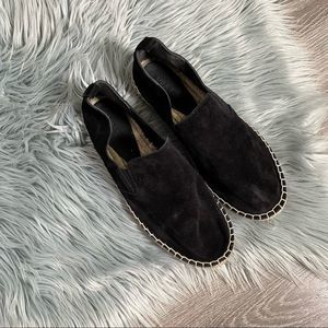 VINCE Robin suede espadrille slip on flat - black